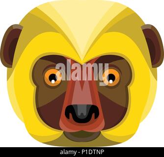 Flat icon illustration of mascot head of a Diademed Sifaka, a lemur of the strepsirrhine primate endemic to the Madagascar viewed from front on isolat Stock Vector