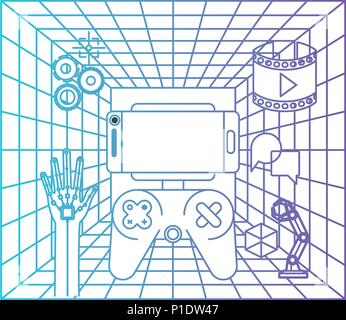 video game control with virtual reality icons Stock Vector