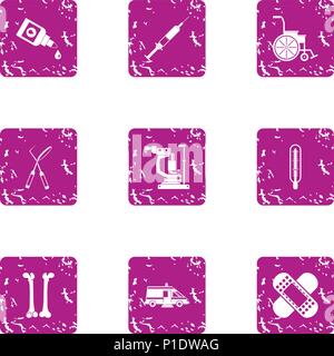 Mend the bone icons set, grunge style Stock Vector