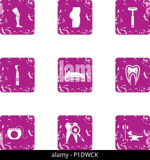 Human medical icons set, grunge style Stock Vector