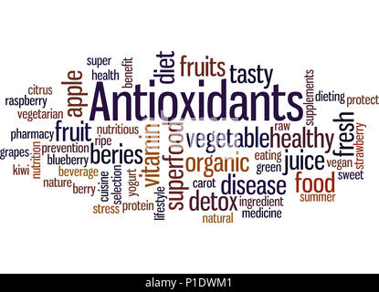 Antioxidants, word cloud concept on white background. Stock Photo