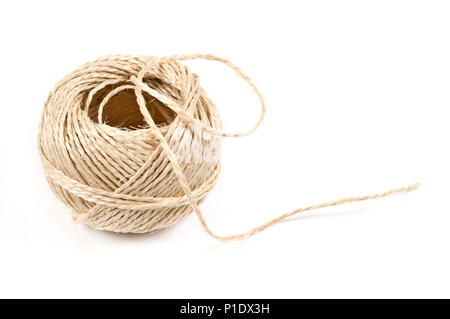 Messy tangled linen string on white background. Natural twine thread. Empty  blank copy space for text Stock Photo - Alamy