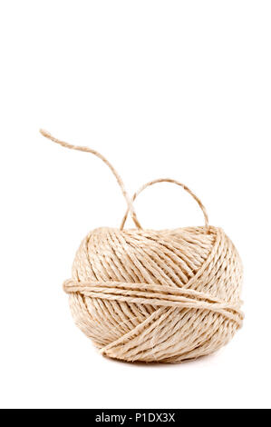 Clew of rope on white background. Stock Photo