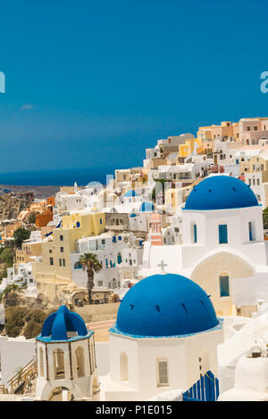 Santorini Island in Greece. Panoramic view. Tourist destination. Summer vacations Stock Photo