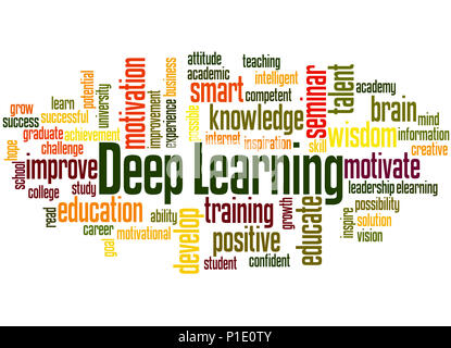 Deep Learning, word cloud concept on white background. Stock Photo