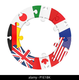 G7 Countries Circle Puzzle Isolated Stock Photo