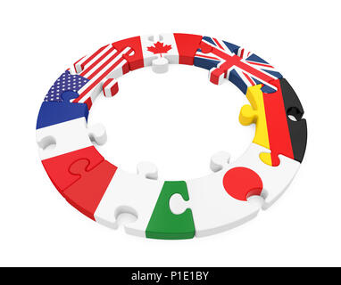 G7 Countries Circle Puzzle Isolated Stock Photo