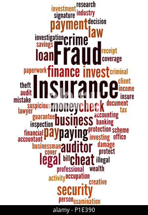 Insurance fraud, word cloud concept on white background. Stock Photo