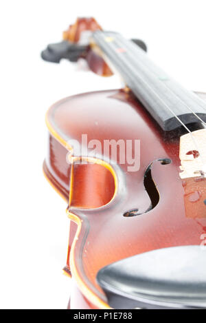 Violin isolated on a white background with shallow depth of field. Musical instrument. Music concept Stock Photo
