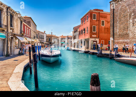 VENICE, ITALY - APRIL 30: View over the scenic canal Rio dei Vetrai on the island of Murano, Venice, Italy, April 30, 2018. The island is a popular at Stock Photo