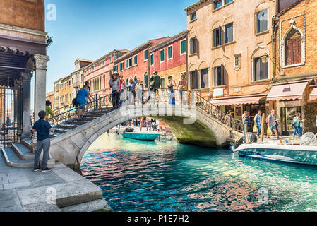 VENICE, ITALY - APRIL 30: View over the scenic canal Rio dei Vetrai on the island of Murano, Venice, Italy, April 30, 2018 Stock Photo