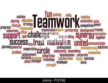 Teamwork, word cloud concept on white background. Stock Photo