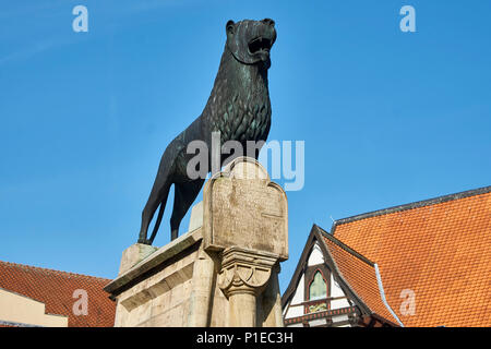 Brunswick Lion at Burgplatz, Braunschweig, Niedersachsen, Germany Stock Photo