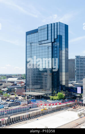 Major development construction work around Centenary Square on Broad Street in Birmingham City centre Stock Photo