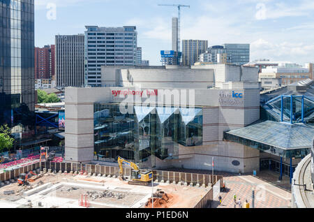 Major development construction work around Centenary Square on Broad Street in Birmingham City centre Stock Photo