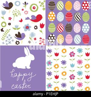 Set of cute seamless easter background patterns Stock Vector