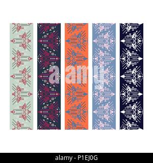Embroidery pattern design tapes. Stock Vector