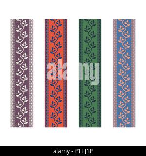 Fancy strap border leaves pattern design tapes. Stock Vector