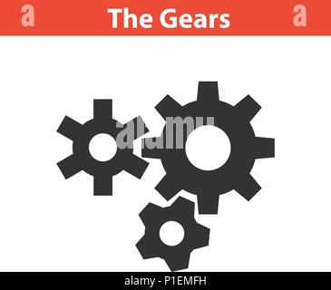 Three gear sign simple icon on white background Stock Vector