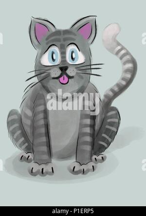 tabby cat illustration Stock Photo