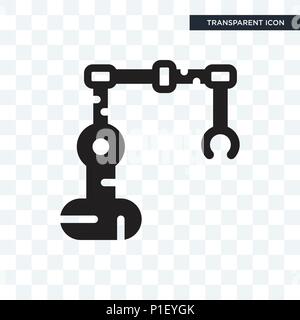Industrial robot vector icon isolated on transparent background, Industrial robot logo concept Stock Vector