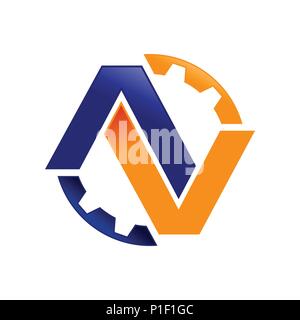 AV Initials Lettermark Engineering Gear Vector Symbol Graphic Logo Design Stock Vector