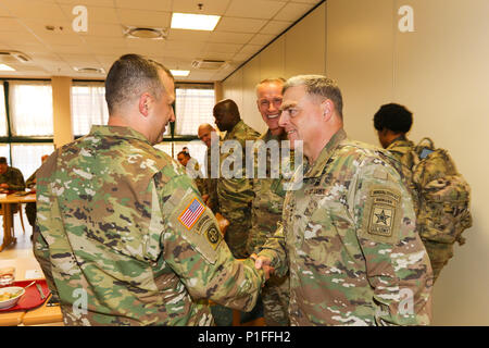 Gen. Mark A. Milley, the 39th Chief of Staff of the U.S. Army, visits  leaders and Soldiers assigned to the various tenant units located in the  U.S. Army Garrison-Italy area Oct. 27, at Vicenza, Italy. Milley's visit  included discussions on professional development opportunities for Soldiers  and various tours of the facilities and programs offered to the Vicenza  Military Community. Stock Photo