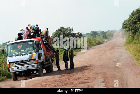 Boarding a truck in north Kivu province. Stock Photo