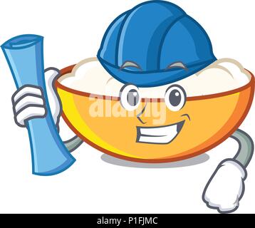 Architect cottage cheese character cartoon Stock Vector