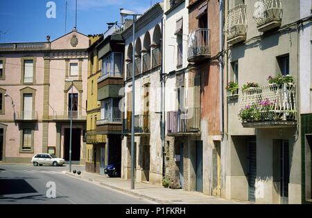SPAIN - Catalonia - Bagés (district) - Barcelona. Artés, centro, fachadas, Ayuntamiento. Stock Photo