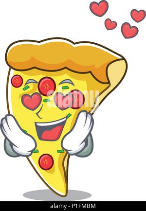 In love pizza slice mascot cartoon Stock Vector