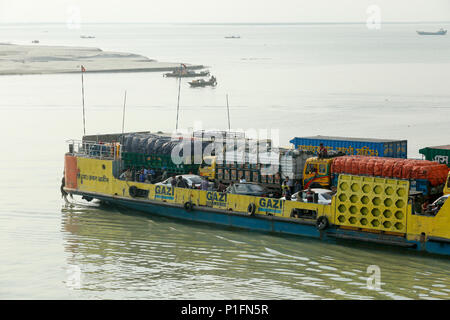 Ferry boat on the Padma River, Munshiganj, Bangladesh Stock Photo