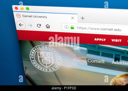LONDON, UK - MAY 17TH 2018: The homepage of the official website for Cornell University - a private and statutory Ivy League research university locat Stock Photo