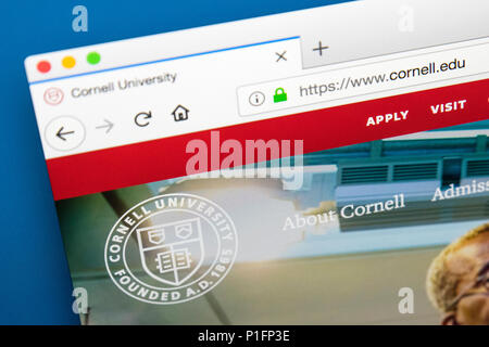 LONDON, UK - MAY 17TH 2018: The homepage of the official website for Cornell University - a private and statutory Ivy League research university locat Stock Photo