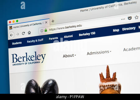 LONDON, UK, MAY 17TH 2018: The homepage of the official Website for the University of California, Berkeley - a public research university in Berkeley, Stock Photo