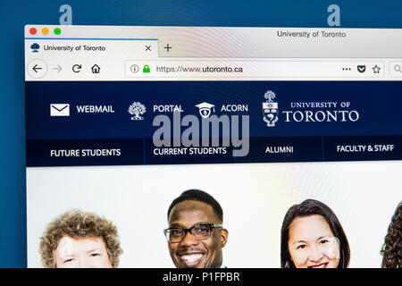 LONDON, UK - MAY 17TH 2018: The homepage of the official website for the University of Toronto - a public research university in Toronto, Canada, on 1 Stock Photo