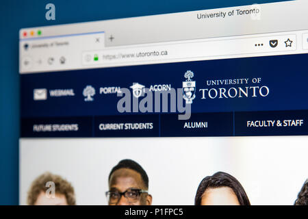 LONDON, UK - MAY 17TH 2018: The homepage of the official website for the University of Toronto - a public research university in Toronto, Canada, on 1 Stock Photo