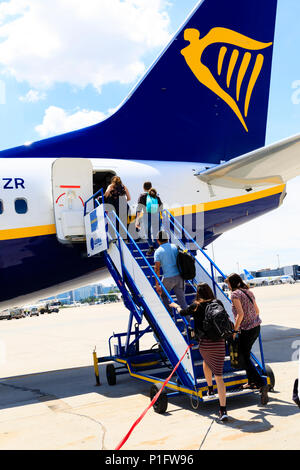 passengers boarding rear aircraft steps of easyjet a319 airbus aircraft ...