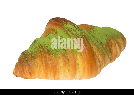 Fresh matcha croissant Stock Photo