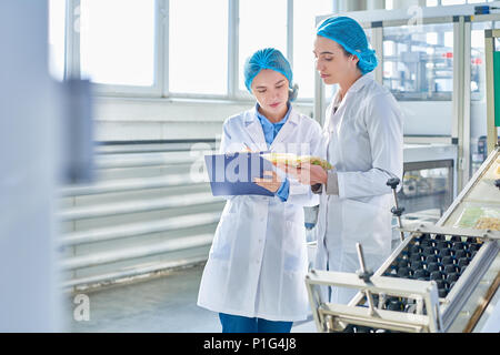 Young Female Workers at Factory Stock Photo