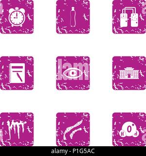 Moisture icons set, grunge style Stock Vector