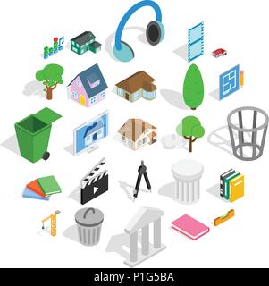 Excellent house icons set, isometric style Stock Vector