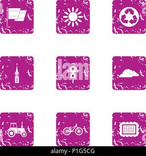 Safe plastic icons set, grunge style Stock Vector