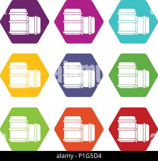 Paintball barell equipment icons set 9 vector Stock Vector