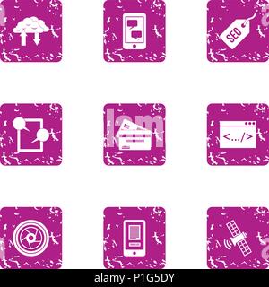 Dialog icons set, grunge style Stock Vector