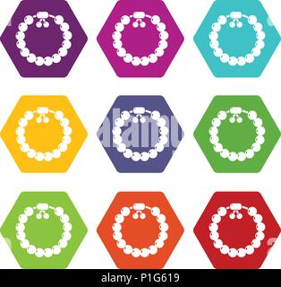 Charming gemstone bracelet icons set 9 vector Stock Vector