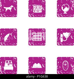 Cattery icons set, grunge style Stock Vector