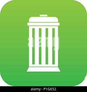 Trash can icon digital green Stock Vector