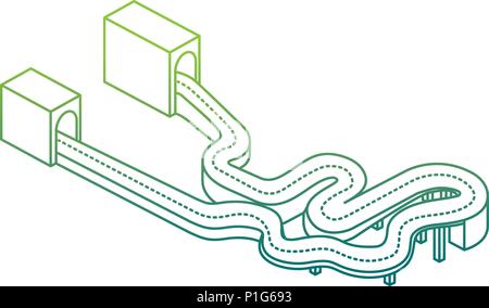 highway and tunnel isometric Stock Vector