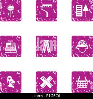 Clambake icons set, grunge style Stock Vector